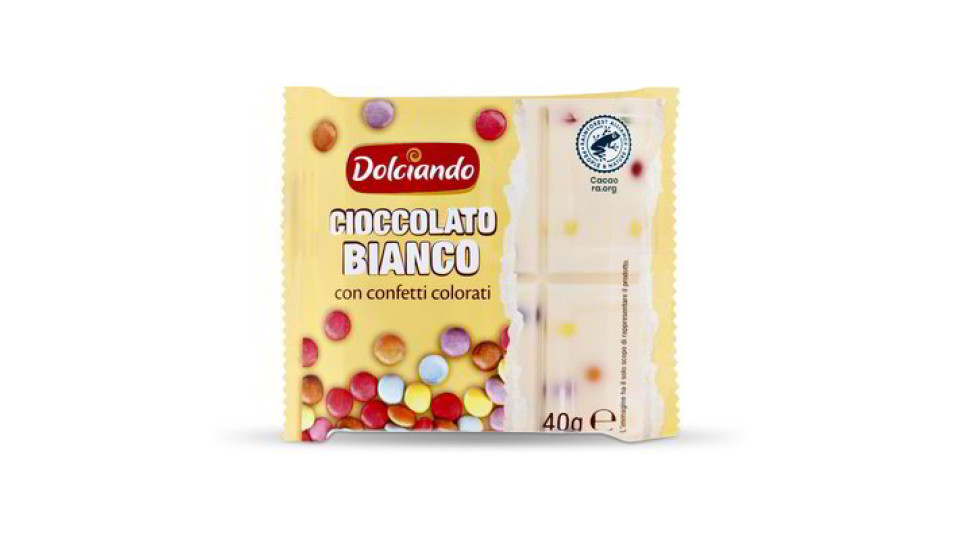 Cioccolato bianco con confetti colorati