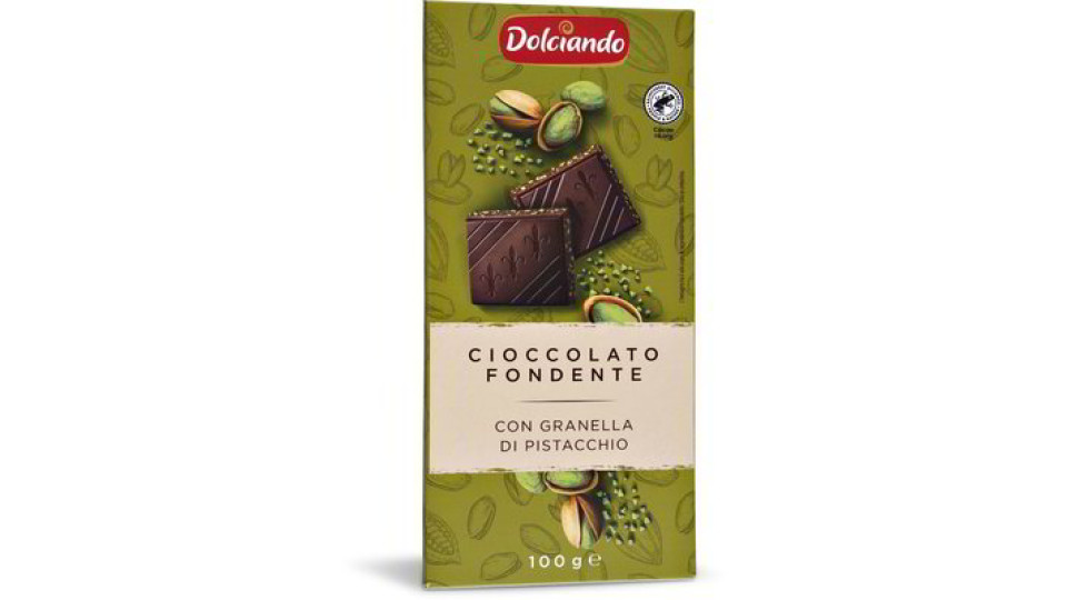 Cioccolato fondente con granella di pistacchio