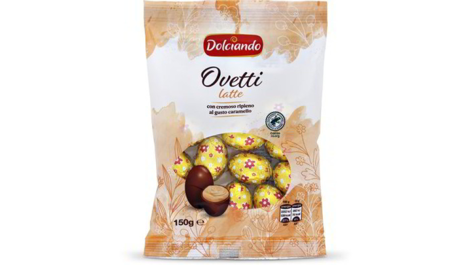 Ovetti di cioccolato al latte con cremoso ripieno al gusto caramello