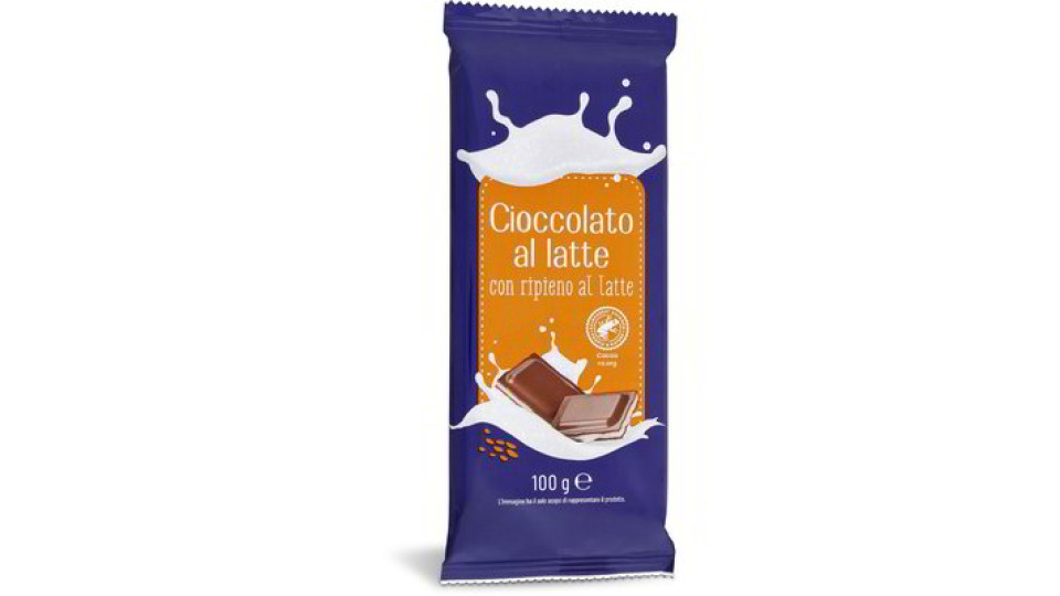 Tavoletta cioccolato al latte con ripieno al latte
