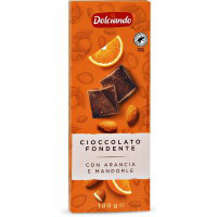 Tavoletta cioccolato fondente con arancia e mandorle
