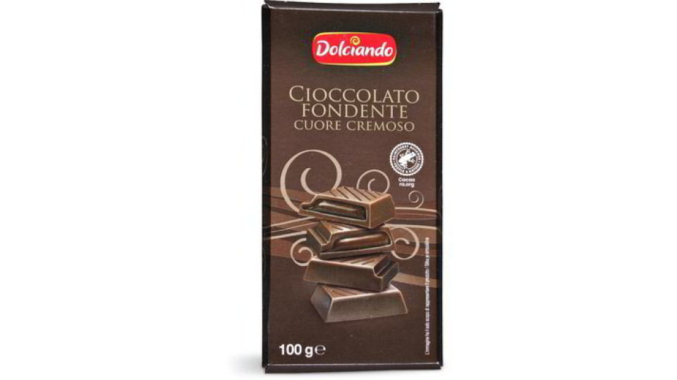 Tavoletta cioccolato fondente con cuore cremoso