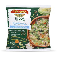 Zuppa delicata di ortaggi e cereali surgelata