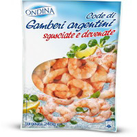 Code di gamberi argentini sgusciate e devenate surgelate