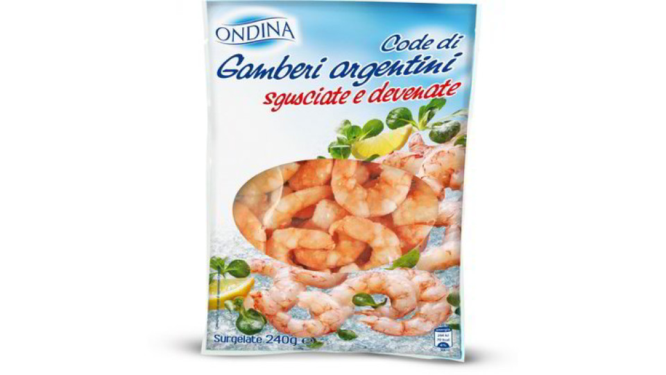 Code di gamberi argentini sgusciate e devenate surgelate