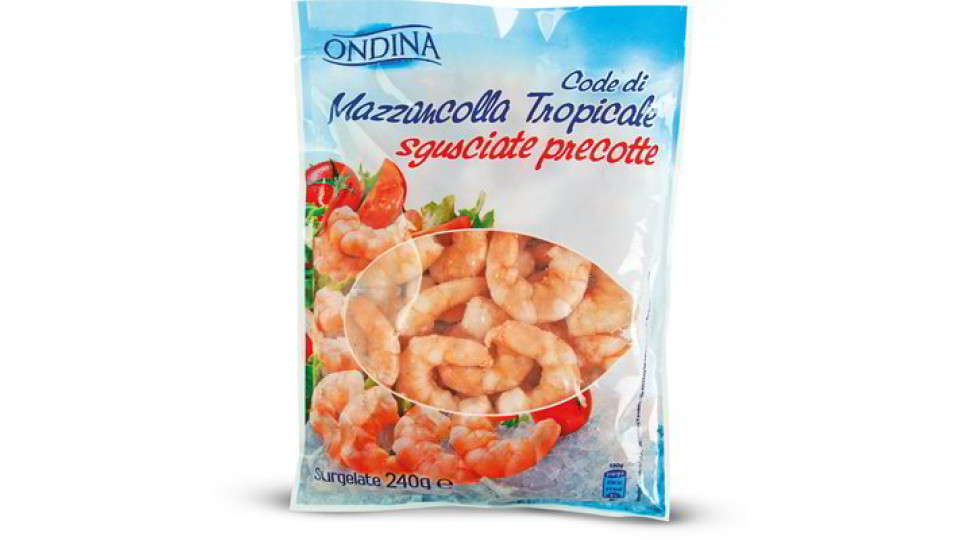 Code di mazzancolla tropicale sgusciate surgelate