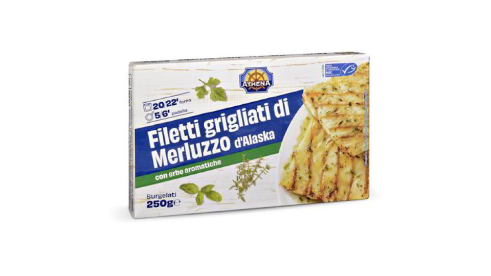 Filetti grigliati di merluzzo d'Alaska con erbe aromatiche surgelati