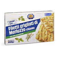 Filetti grigliati di merluzzo d'Alaska con erbe aromatiche surgelati