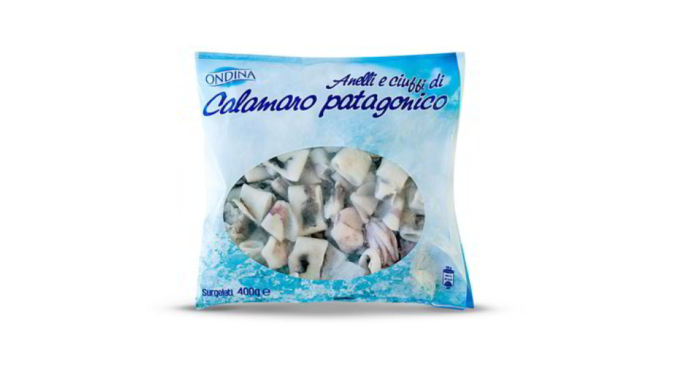 Anelli e ciuffi di calamaro patagonico surgelati