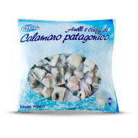 Anelli e ciuffi di calamaro patagonico surgelati