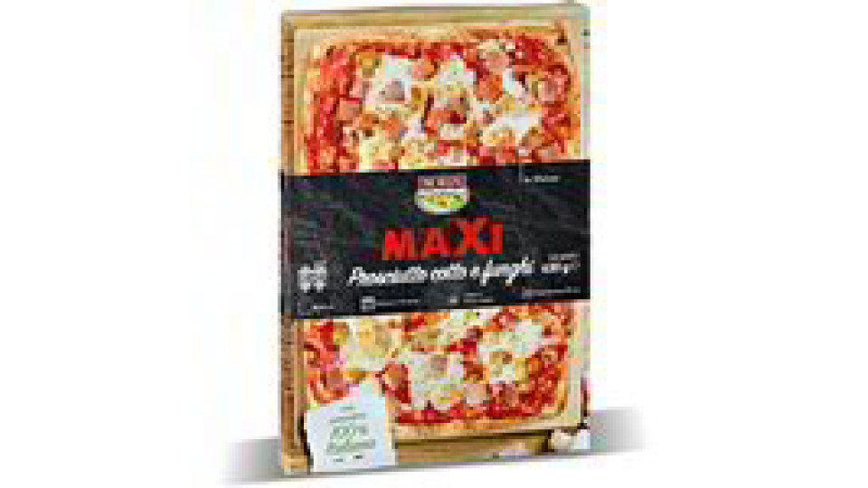 Pizza maxi con prosciutto cotto e funghi surgelata