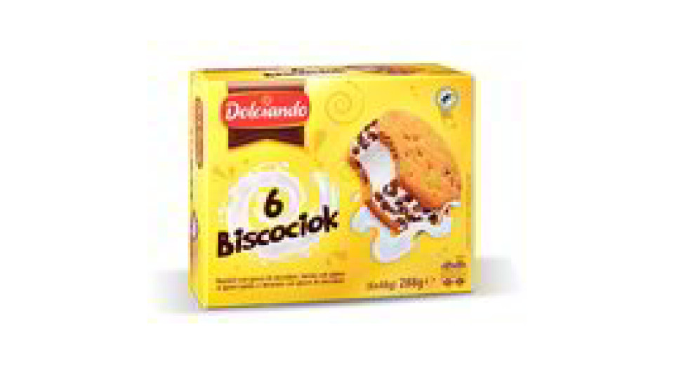 Gelato biscotto alla panna con gocce di cioccolato 6 pezzi