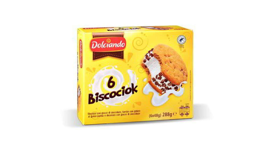 Gelato biscotto alla panna con gocce di cioccolato 6 pezzi