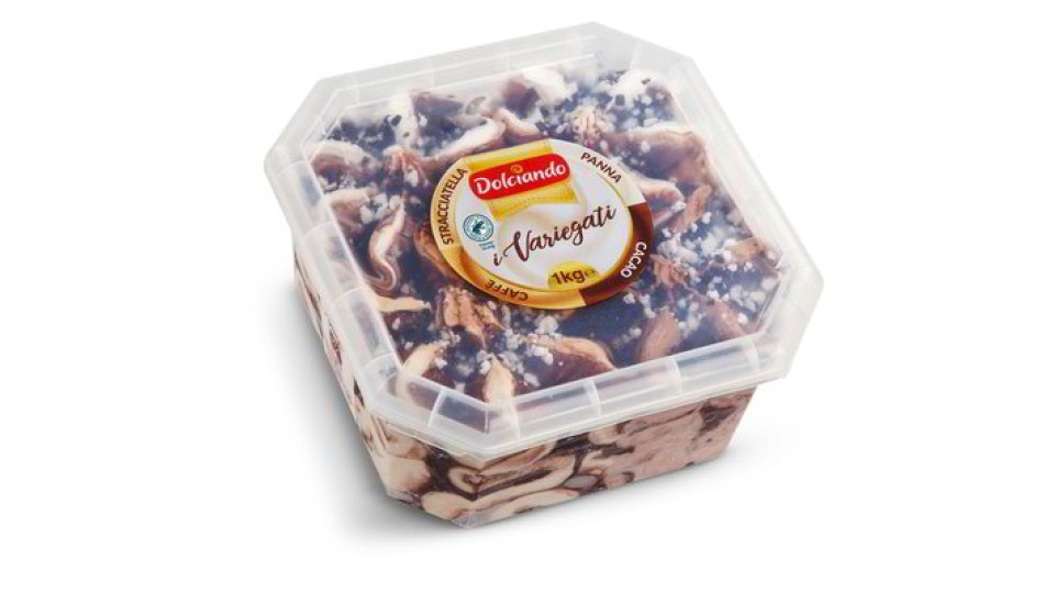 Vaschetta di gelato gusti variegati panna/cacao/caffè/stracciatella