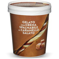 Gelato con crema spalmabile al caramello salato