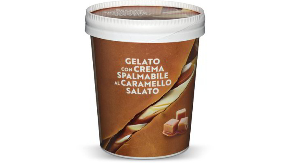Gelato con crema spalmabile al caramello salato