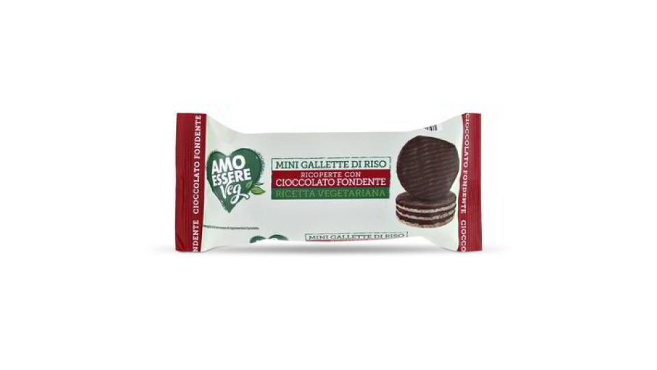 Mini gallette di riso ricoperte con cioccolato fondente