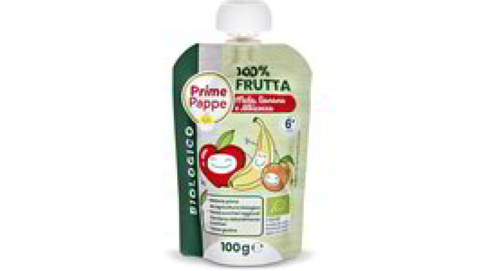 Purea di frutta mela, banana e albicocca Bio