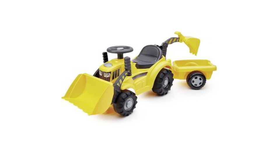 Escavatore con rimorchio giallo