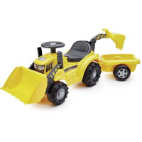 Escavatore con rimorchio giallo