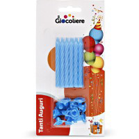 Candeline azzurre per torta 12 pezzi