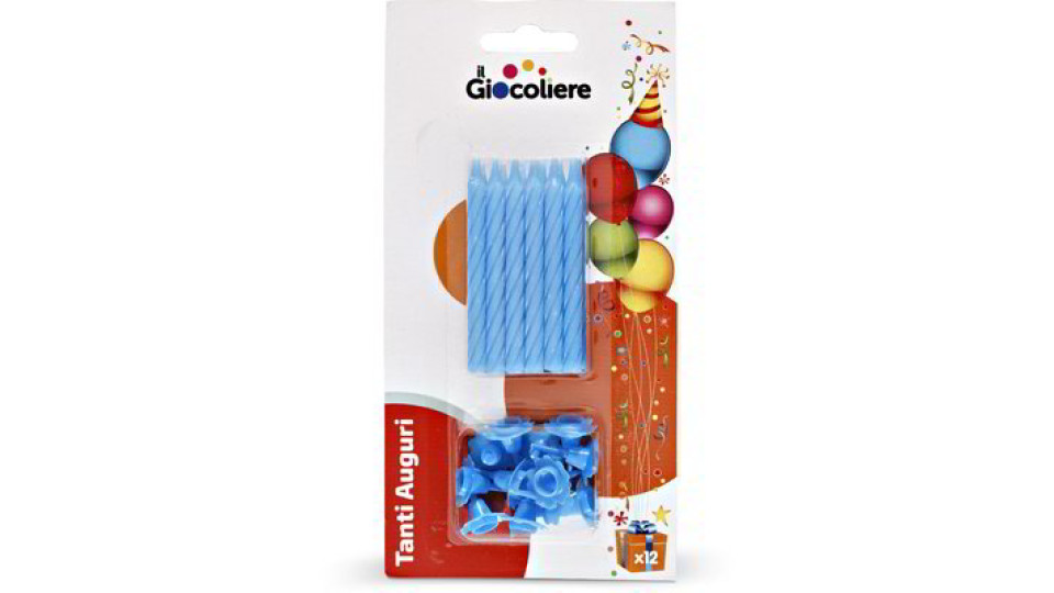 Candeline azzurre per torta 12 pezzi