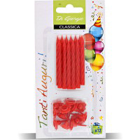Candeline rosse per torta 12 pezzi