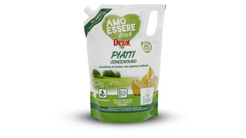 Ricarica detersivo per piatti Eco-Label concentrato al profumo di limone