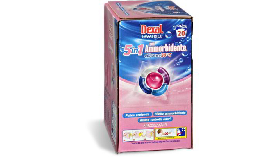 Detersivo lavatrice capsule monodosi 5in1 con ammorbidente 20 pezzi