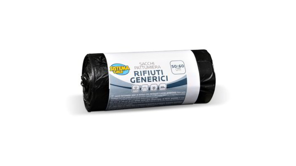 Sacchi pattumiera per rifiuti generici con laccio 30 pezzi