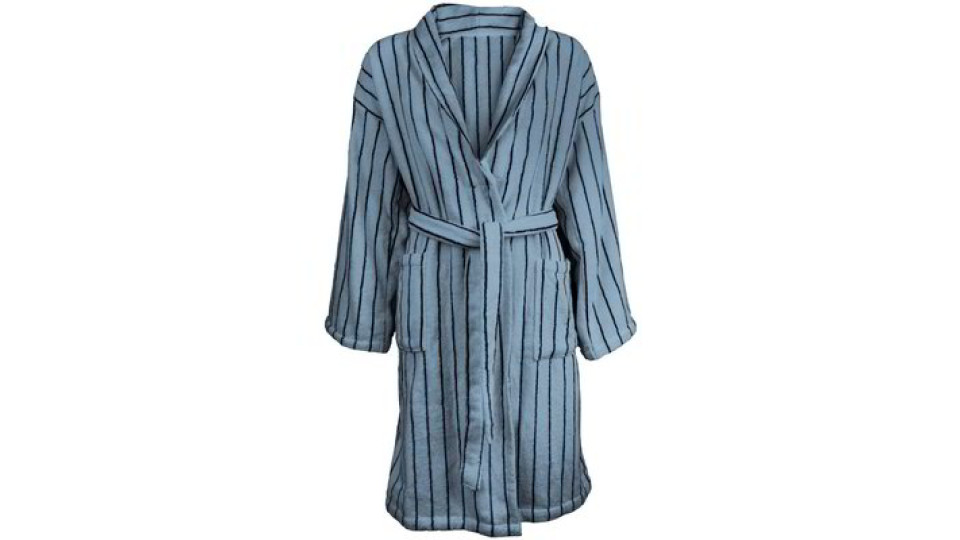 Accappatoio con cappuccio tinto filo adulto - Azzurro e blu XL