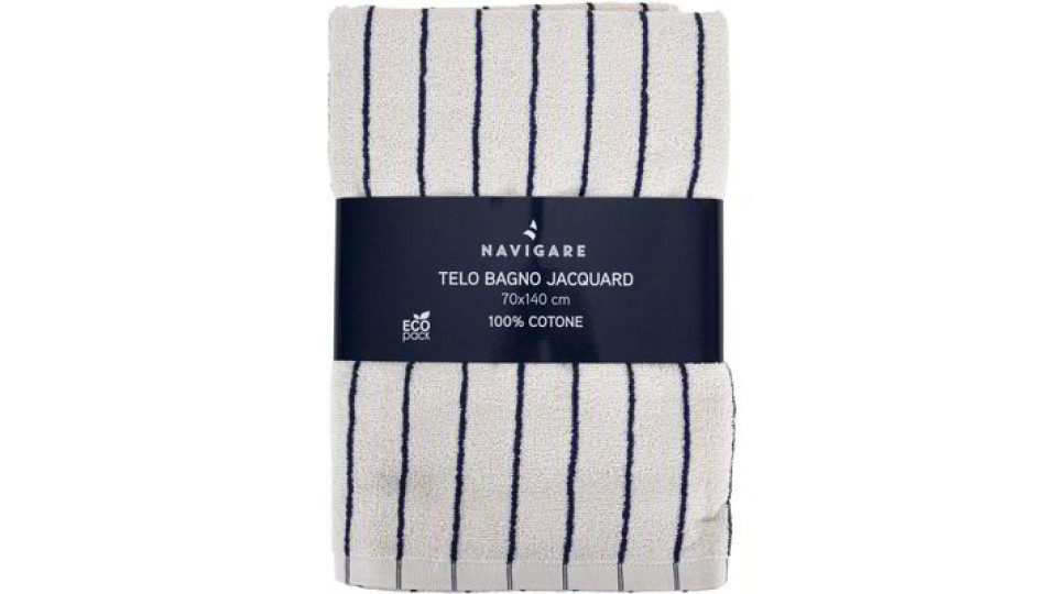 Telo bagno tinto filo - Bianco e blu