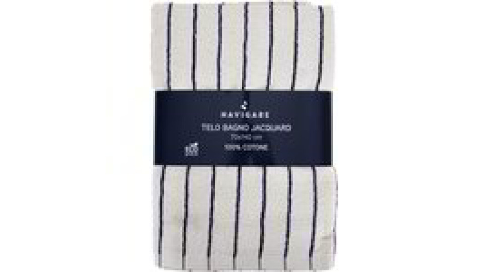Telo bagno tinto filo - Bianco e blu