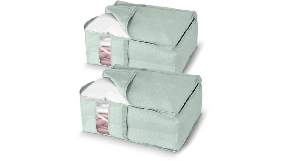 Set 2 custodie per coperte e trapunte - Verde chiaro