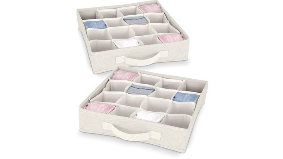 Set 2 separatori per cassetti 16 scomparti - Beige