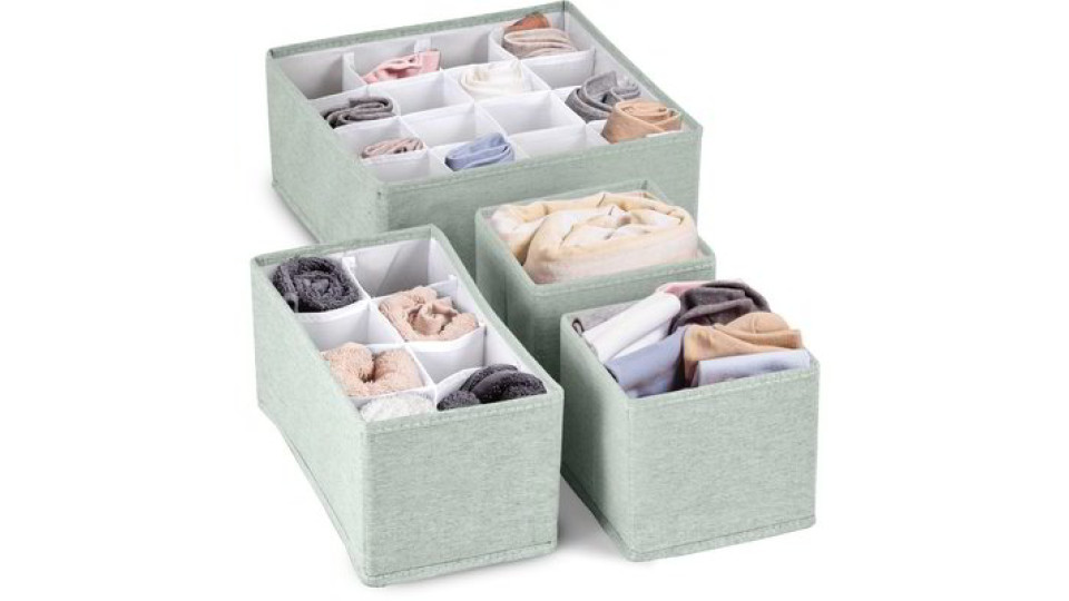 Set 4 organizer per cassetti - Verde chiaro