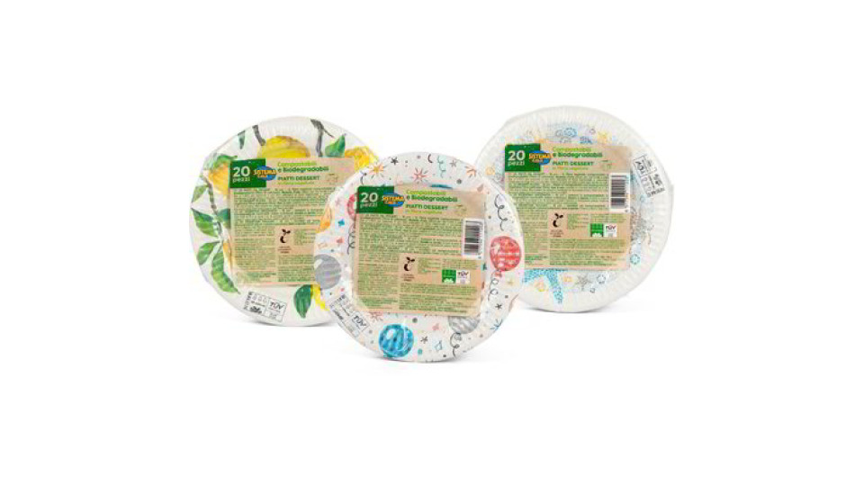 Piatti dessert in fibra vegetale 20 pezzi