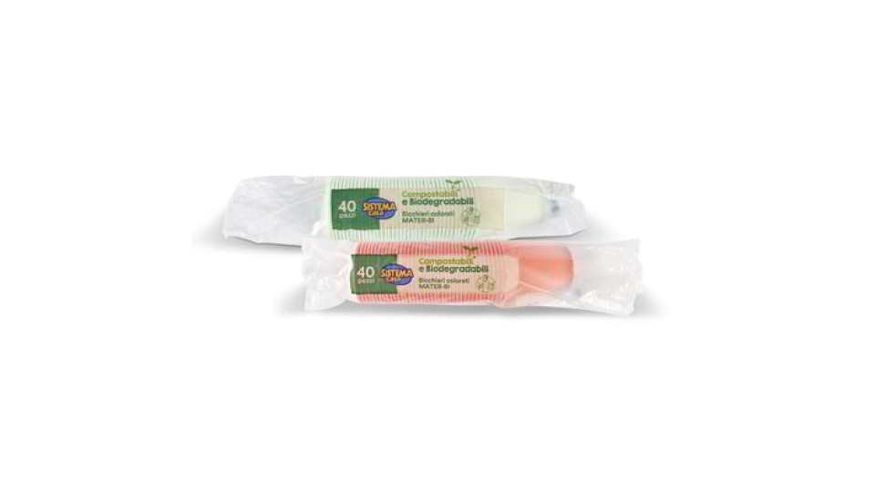 Bicchieri compostabili colorati 40 pezzi 200cc