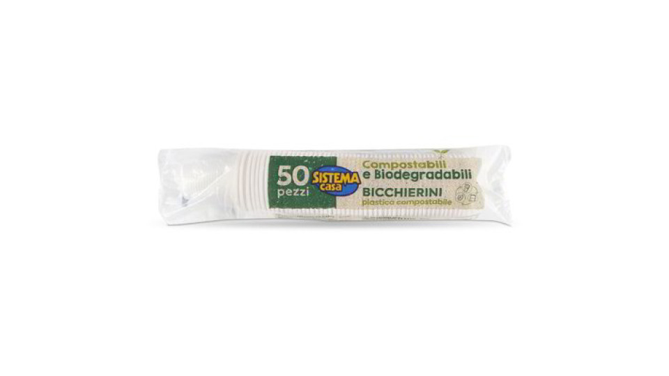 Bicchierini in plastica compostabile 50 pezzi 80cc