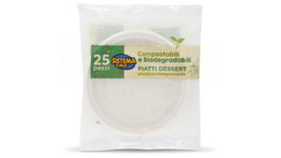 Piatti dessert compostabili e biodegradabili 25 pezzi