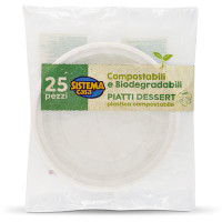 Piatti dessert compostabili e biodegradabili 25 pezzi