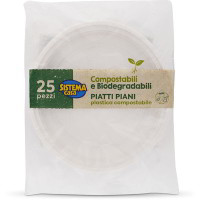 Piatti piani in plastica compostabile 25 pezzi
