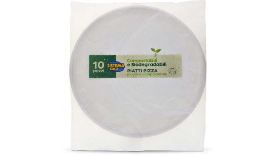 Piatti pizza in plastica compostabile 10 pezzi