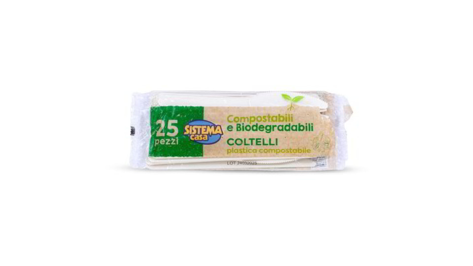 Coltelli in plastica compostabile 25 pezzi