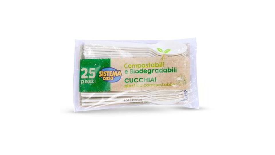 Cucchiai in plastica compostabile 25 pezzi