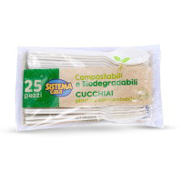 Cucchiai in plastica compostabile 25 pezzi