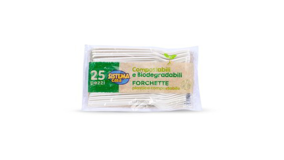 Forchette in plastica compostabile 25 pezzi