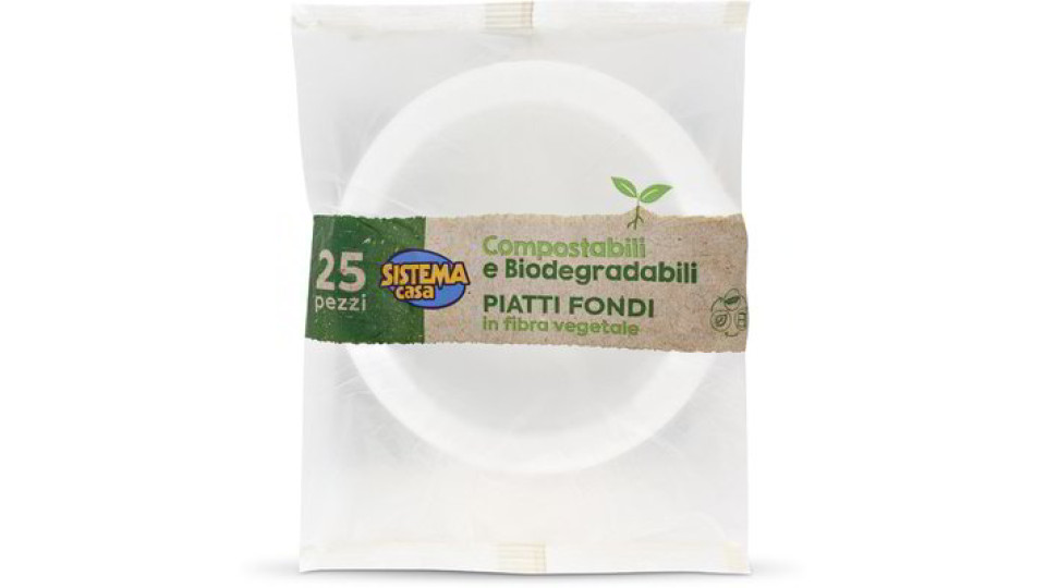 Piatti fondi in fibra vegetale 25 pezzi