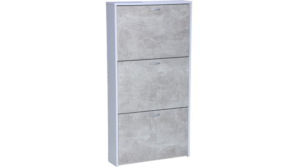 Scarpiera con singola profondità - Bianco e cemento