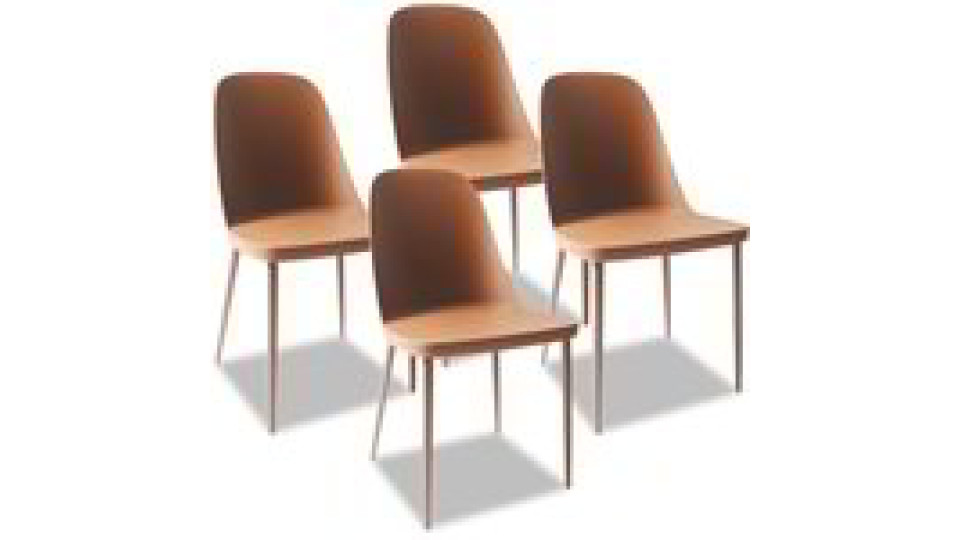Set 4 sedie con gambe tono su tono